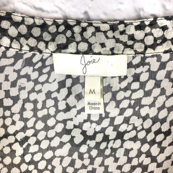 Joie Laurel 100% Silk Chiffon Dot V-Neck Blouse M - Picture 4 of 7